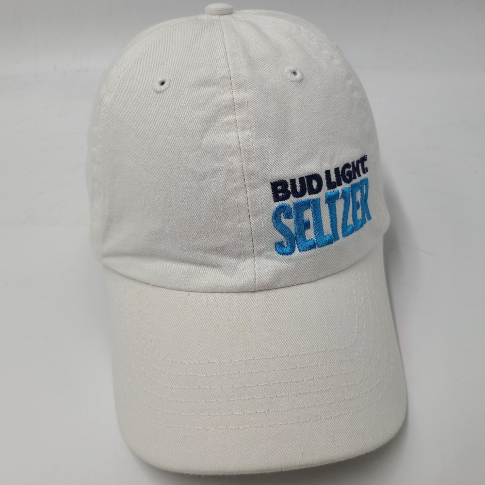 Bud Light Seltzer Hat Strapback White Blue Beer Promo Advertising Casual Men